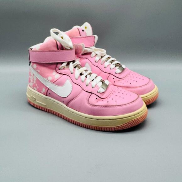 Nike Shoes Womens 6 Pink Air Force 1 High Top Floral Ankle Strap AF1 Sneakers - Picture 2 of 11